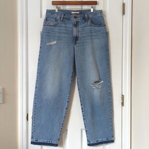 Levi's Premium Distressed Medium Wash Mid Rise Relaxed Baggy Dad Jeans Blue 32